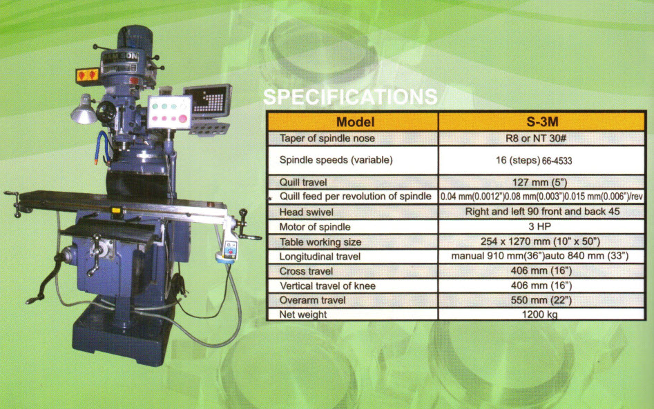 เครื่องมิลลิ่ง samson รุ่น S-3M